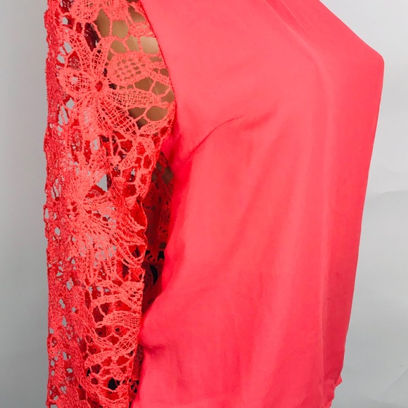 🚩Lace Blouse long Sleeve Sz M Orange - Picture 5 of 6